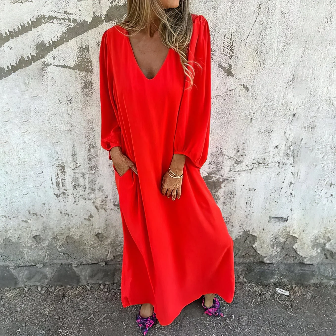 Gilly- Langes Boho-Kleid mit Taschen - Image 5