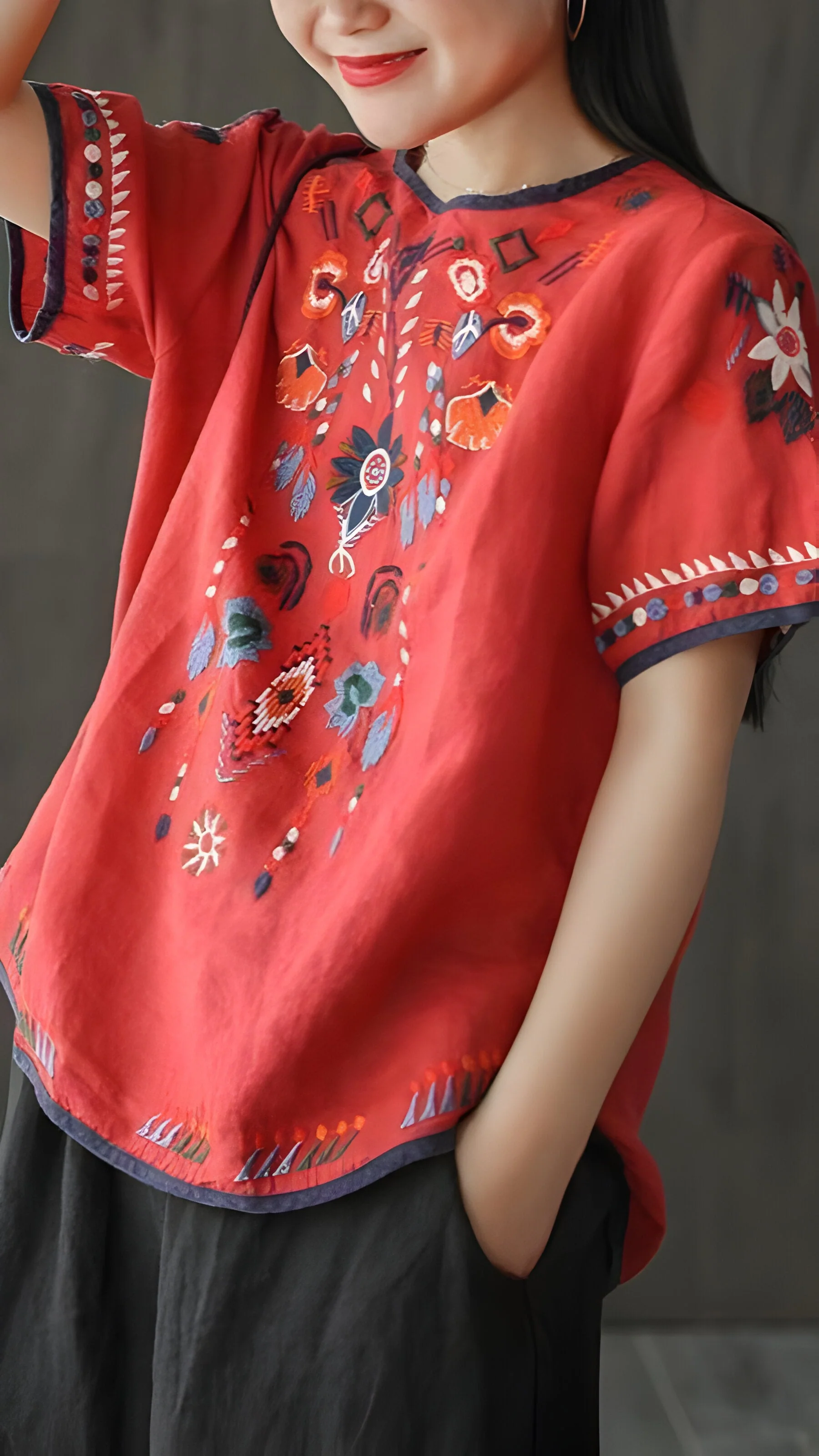 Ginevra | Bestickte, lose ethnische Bluse - Image 3