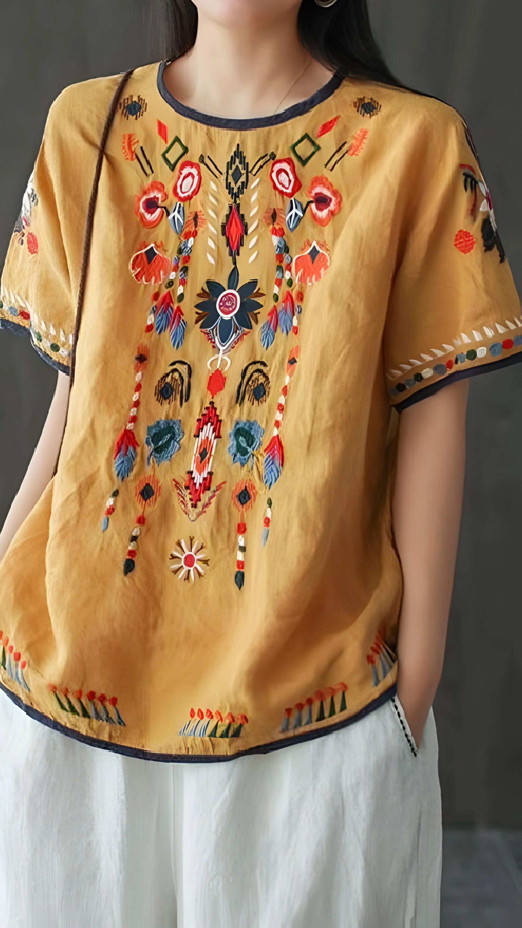 Ginevra | Bestickte, lose ethnische Bluse - Image 9