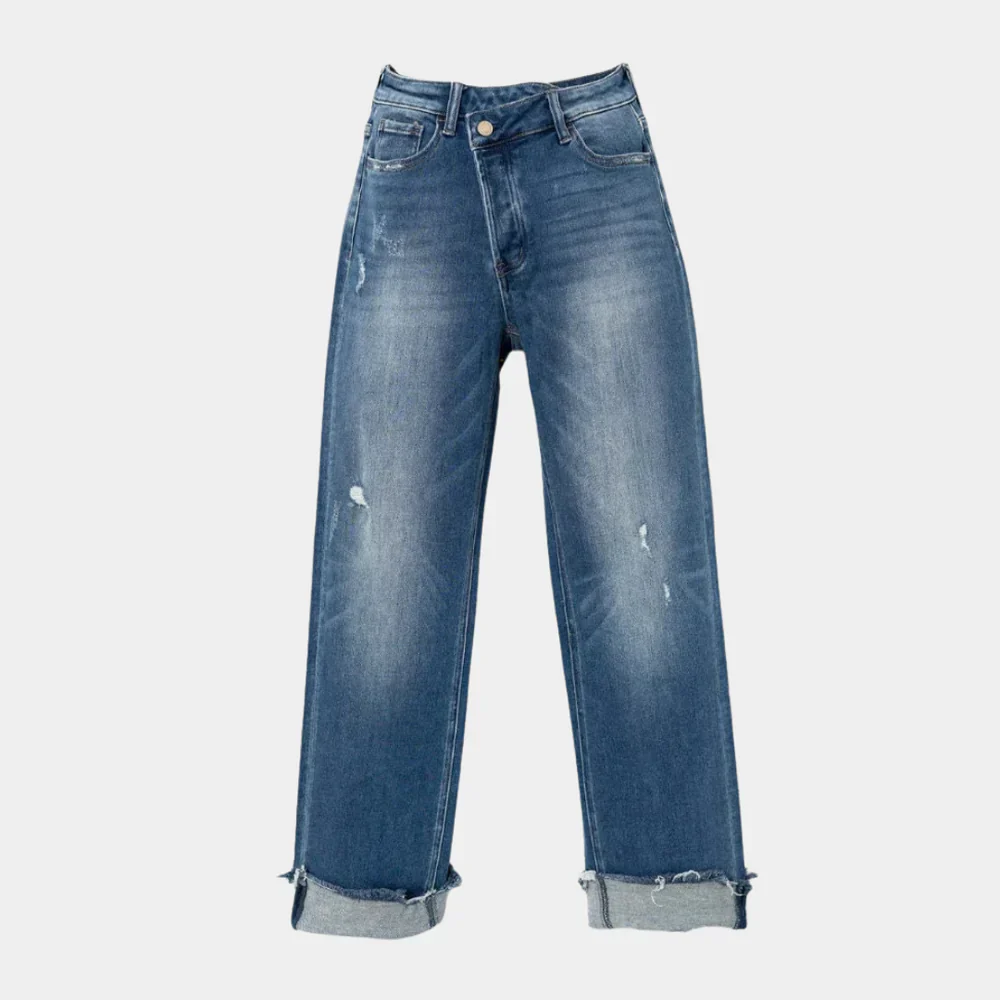 Ginny – High-Rise-Jeans mit Umschlag und geradem Bein - Image 4