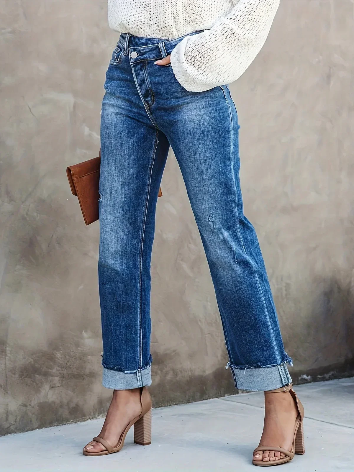 Ginny – High-Rise-Jeans mit Umschlag und geradem Bein - Image 5