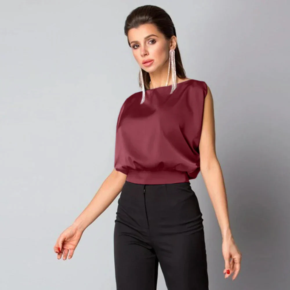 Giovanna | Ärmelloses Satin-Seiden-Top für Frauen mit Schleifendetail auf dem Rücken - Image 3
