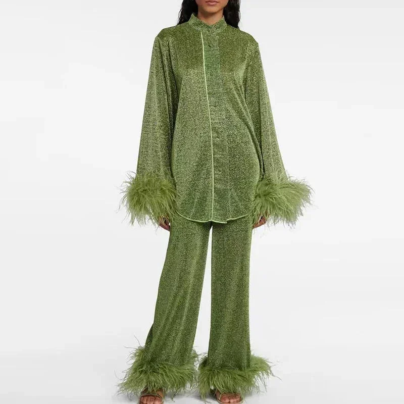 Claudia | Damen Glitzer Abendkleid Set Federärmel – Glitzer Set Federärmel 2026 - Image 5