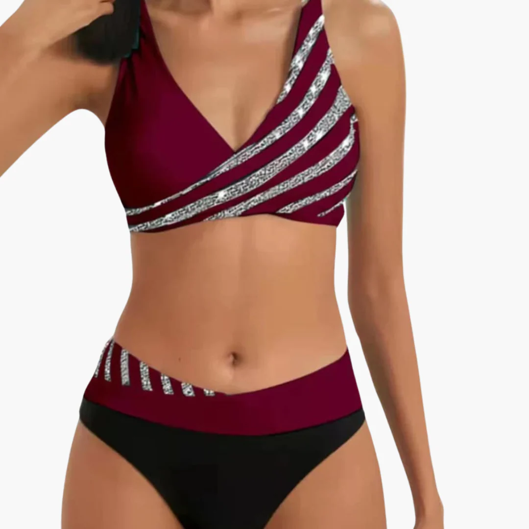 Glitzer Streifen Bikini - mit Damen High-Waist Schnitt - Image 2