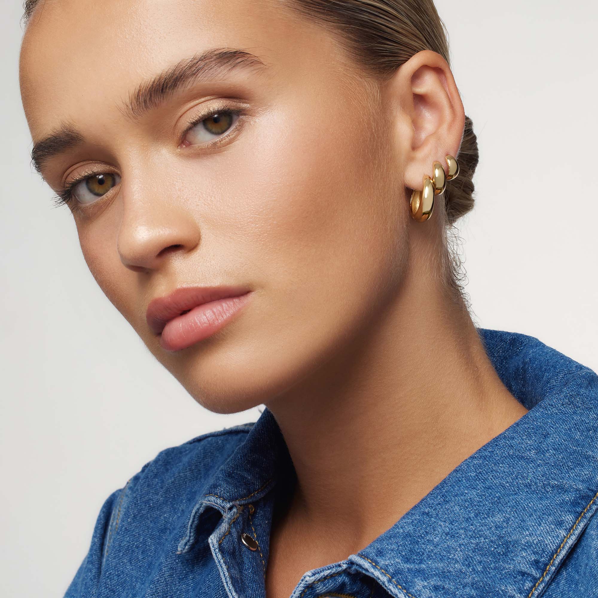 Gold Rue Statement Hoop Earrings - Image 3