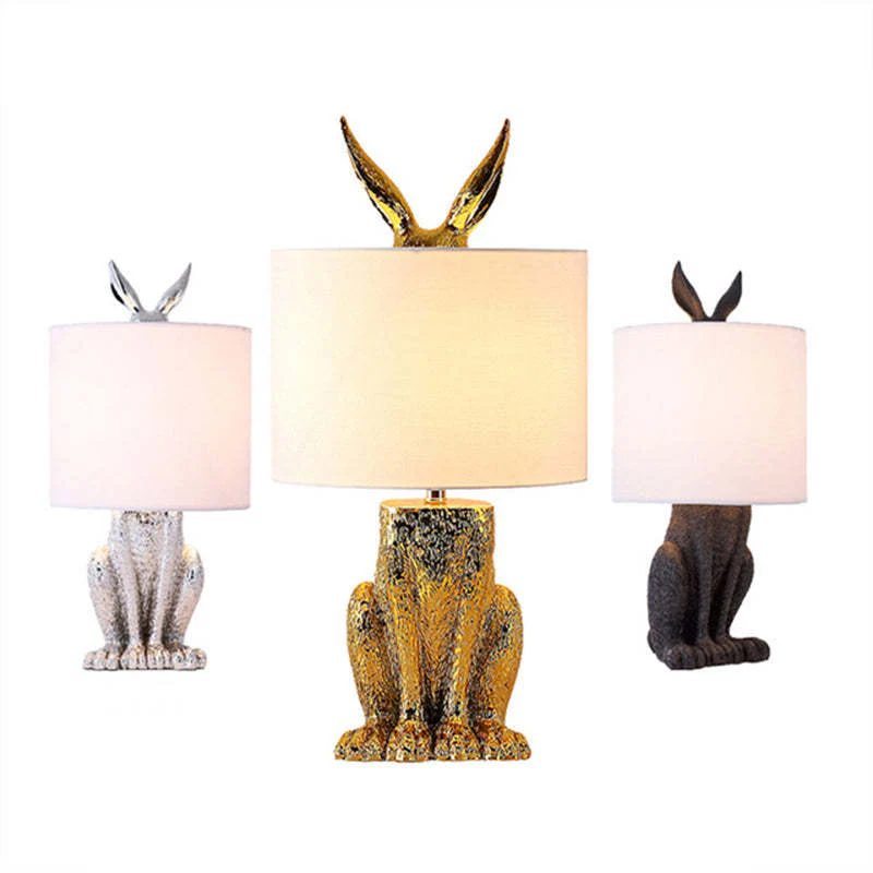 Goldene Kaninchen Tischlampe – Originelle Designer-Leuchte mit Schirm - Image 19