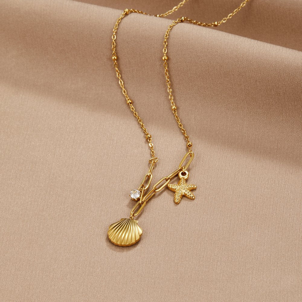 Goldene Muschel & Seestern Halskette - Image 3