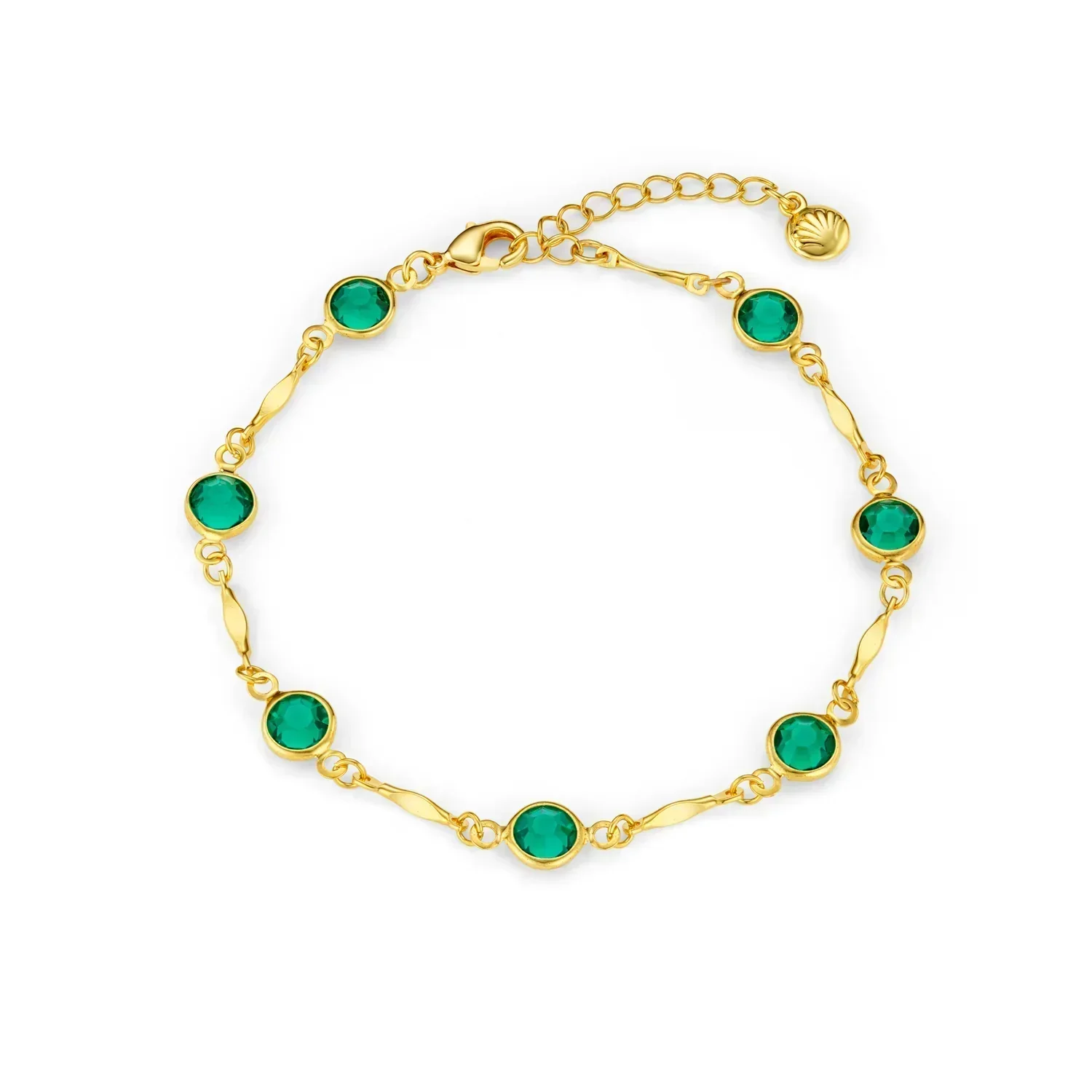 Goldenes Armband mit Smaragd-Link-Kette - Image 2