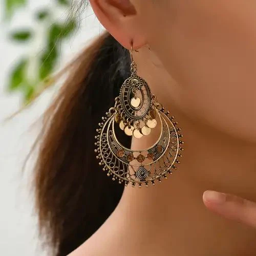 Goldmandala-Ohrringe im Vintage-Stil