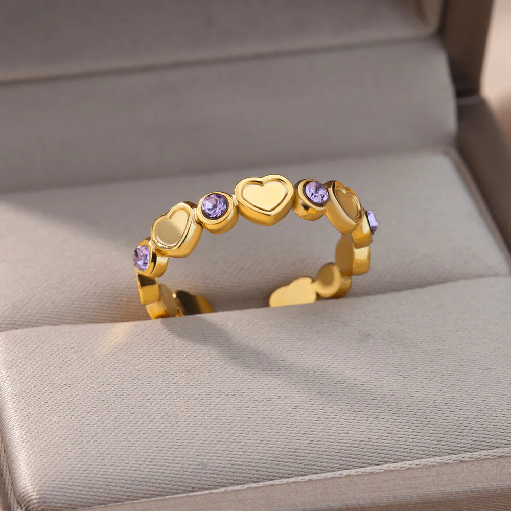Goldplattierter Herzring mit Zirkonias - Image 2