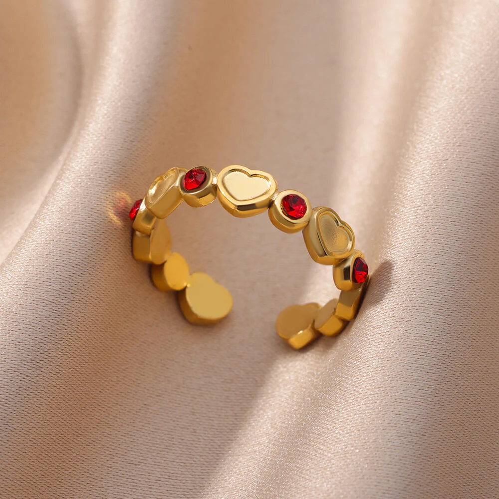 Goldplattierter Herzring mit Zirkonias - Image 3