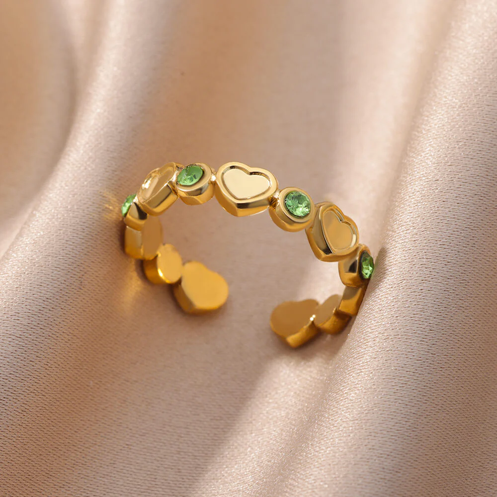 Goldplattierter Herzring mit Zirkonias - Image 4