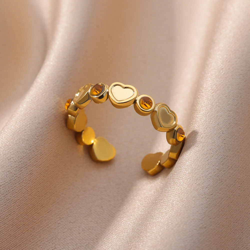 Goldplattierter Herzring mit Zirkonias - Image 5