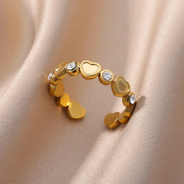 Goldplattierter Herzring mit Zirkonias - Image 6