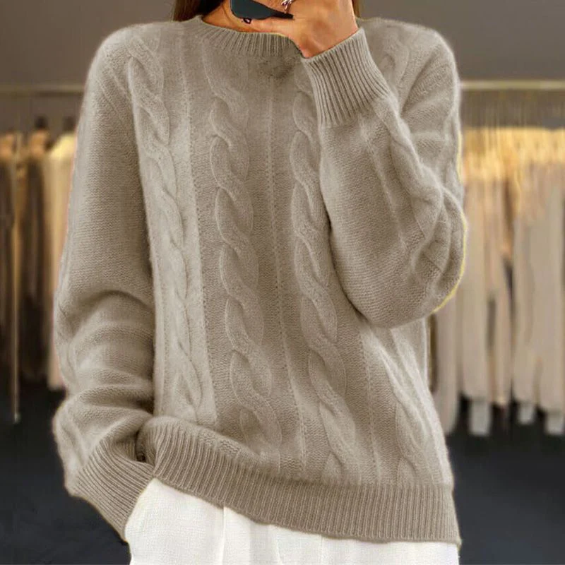 Grace – Klassischer Damen Kaschmir-Zopfmusterpullover - Image 2