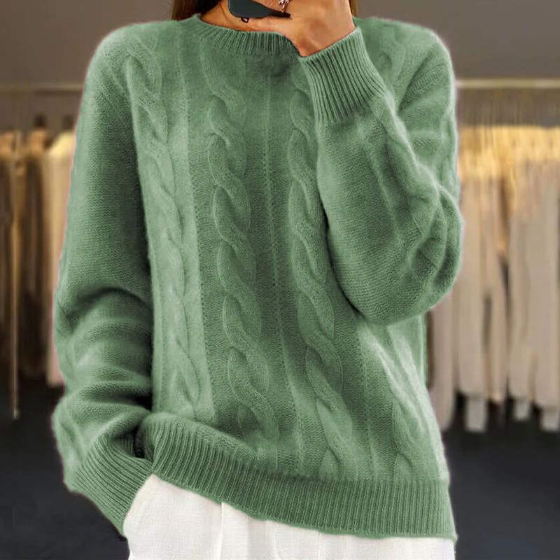 Grace – Klassischer Damen Kaschmir-Zopfmusterpullover - Image 3