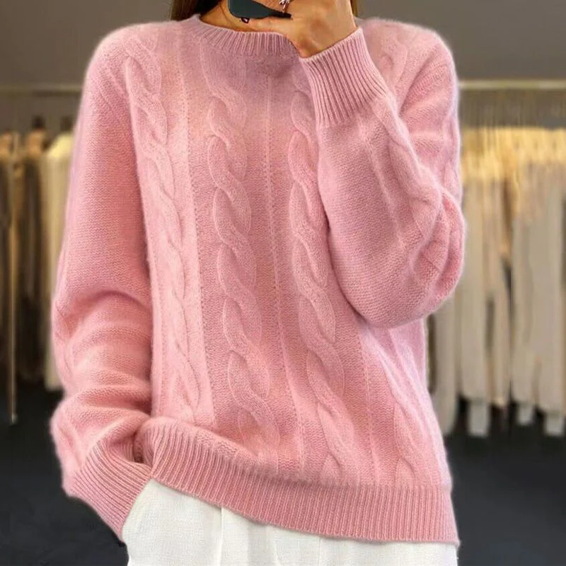 Grace – Klassischer Damen Kaschmir-Zopfmusterpullover - Image 4