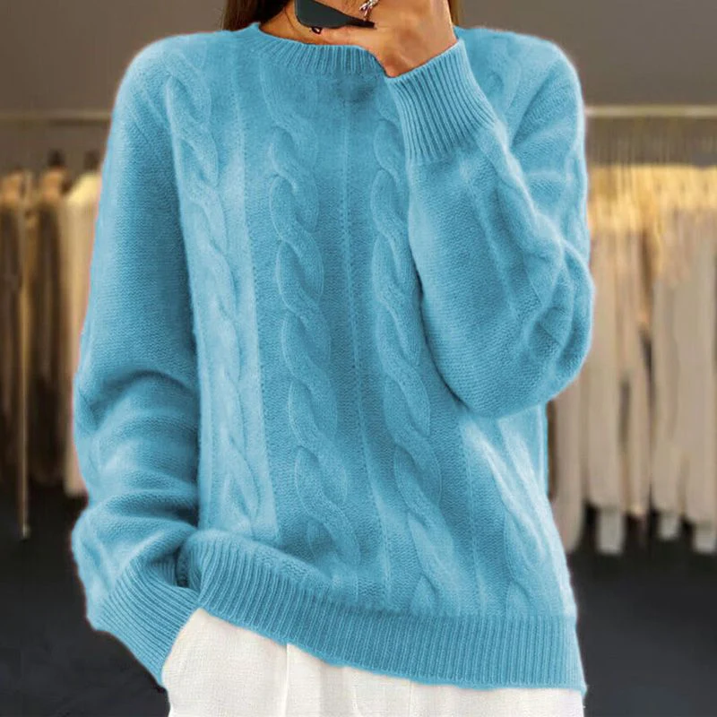 Grace – Klassischer Damen Kaschmir-Zopfmusterpullover - Image 5