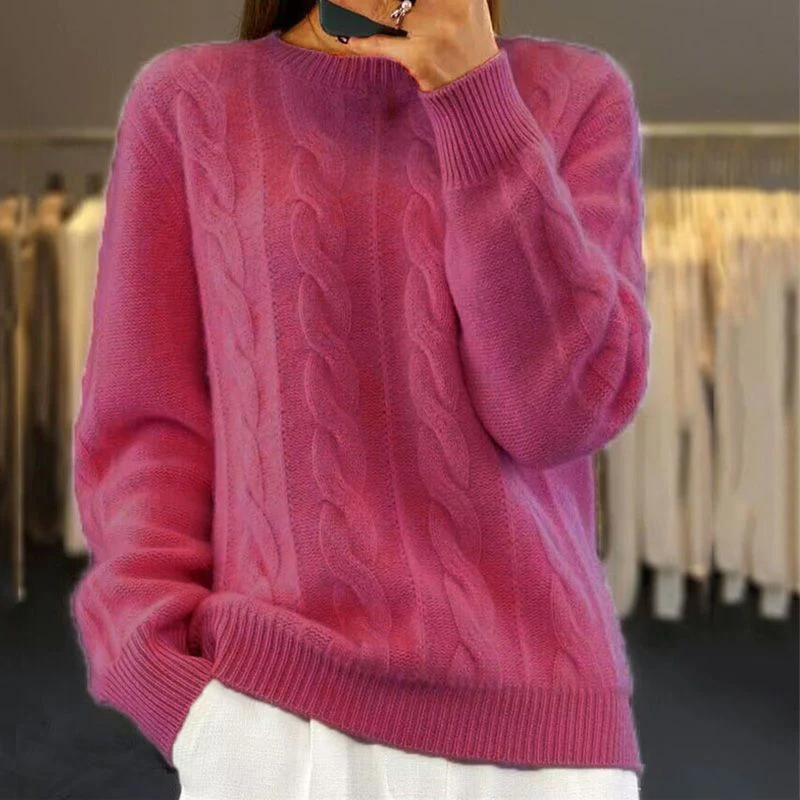 Grace – Klassischer Damen Kaschmir-Zopfmusterpullover - Image 6