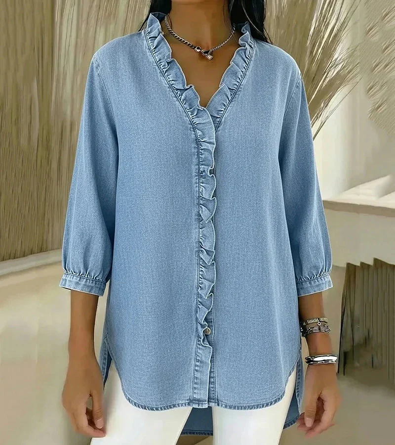 Grace – Weiche Bluse mit Rüschen und V-Ausschnitt - Image 10