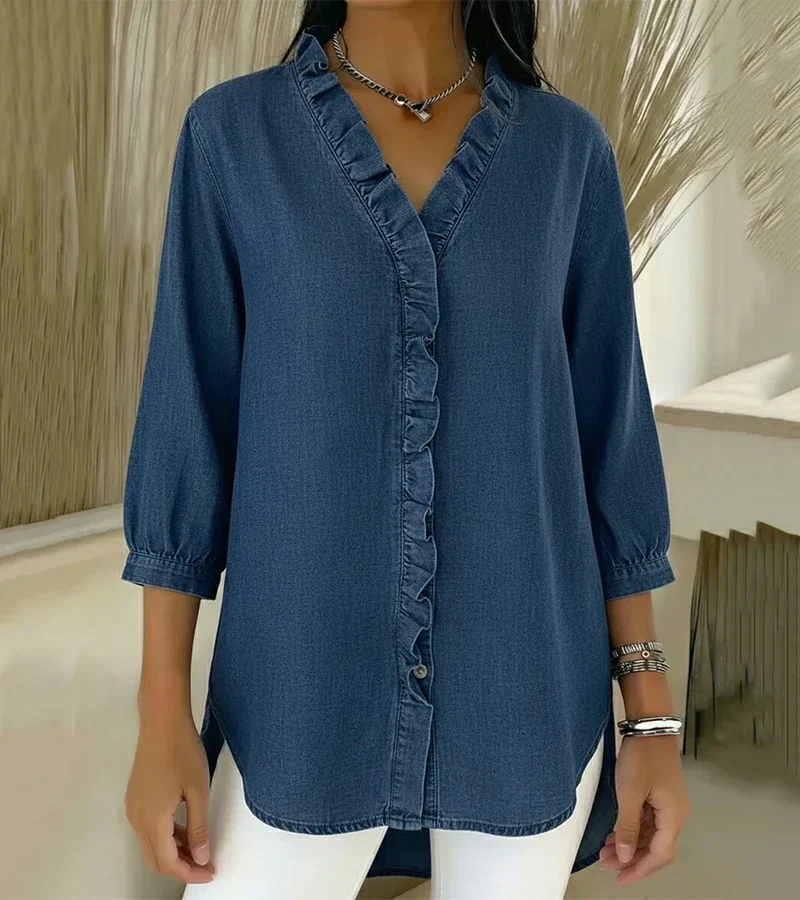 Grace – Weiche Bluse mit Rüschen und V-Ausschnitt - Image 5