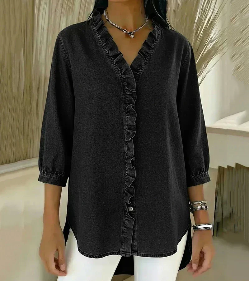Grace – Weiche Bluse mit Rüschen und V-Ausschnitt - Image 6