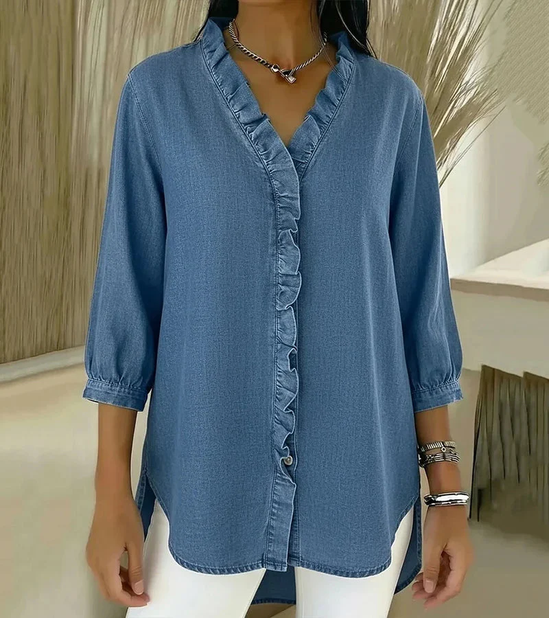 Grace – Weiche Bluse mit Rüschen und V-Ausschnitt - Image 7