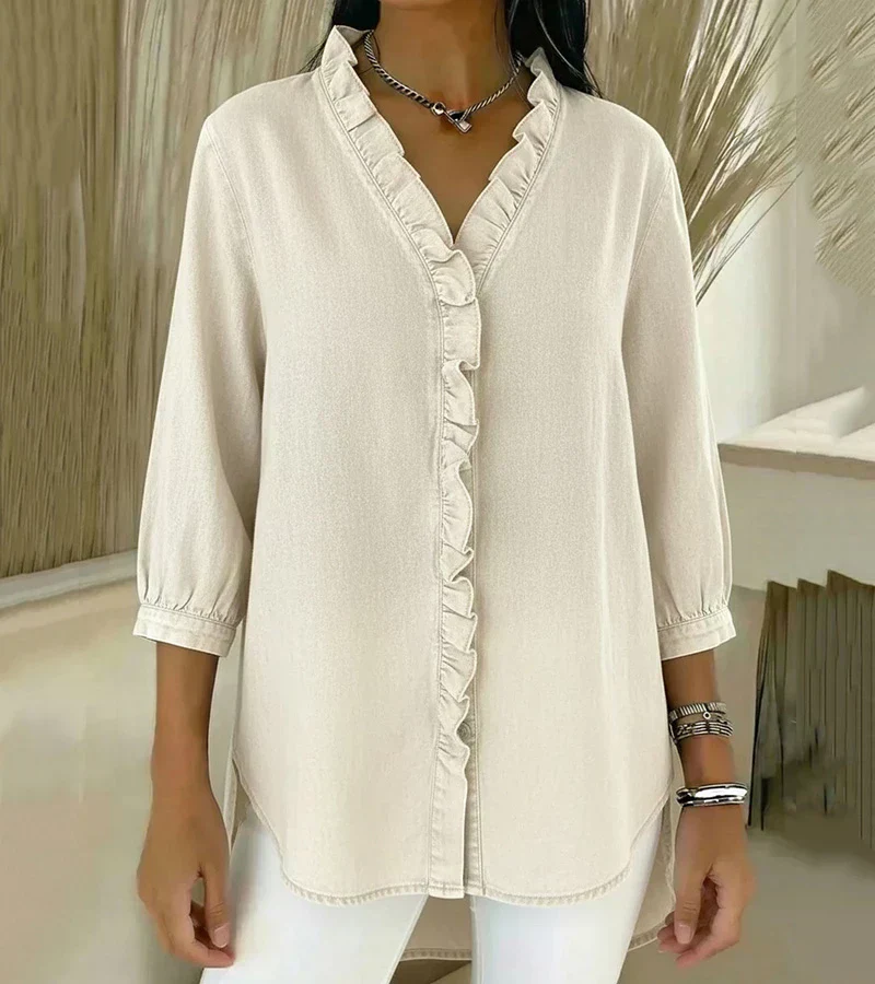 Grace – Weiche Bluse mit Rüschen und V-Ausschnitt - Image 8