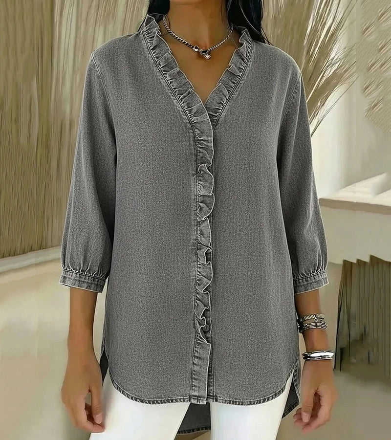 Grace – Weiche Bluse mit Rüschen und V-Ausschnitt - Image 9