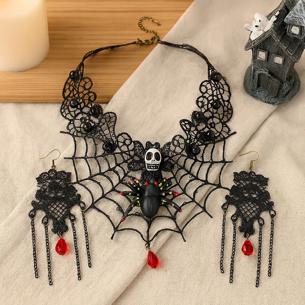 Gravira | Gothic-Spitzen-Schmuckset mit Spinnennetz (3-teilig) - Image 3