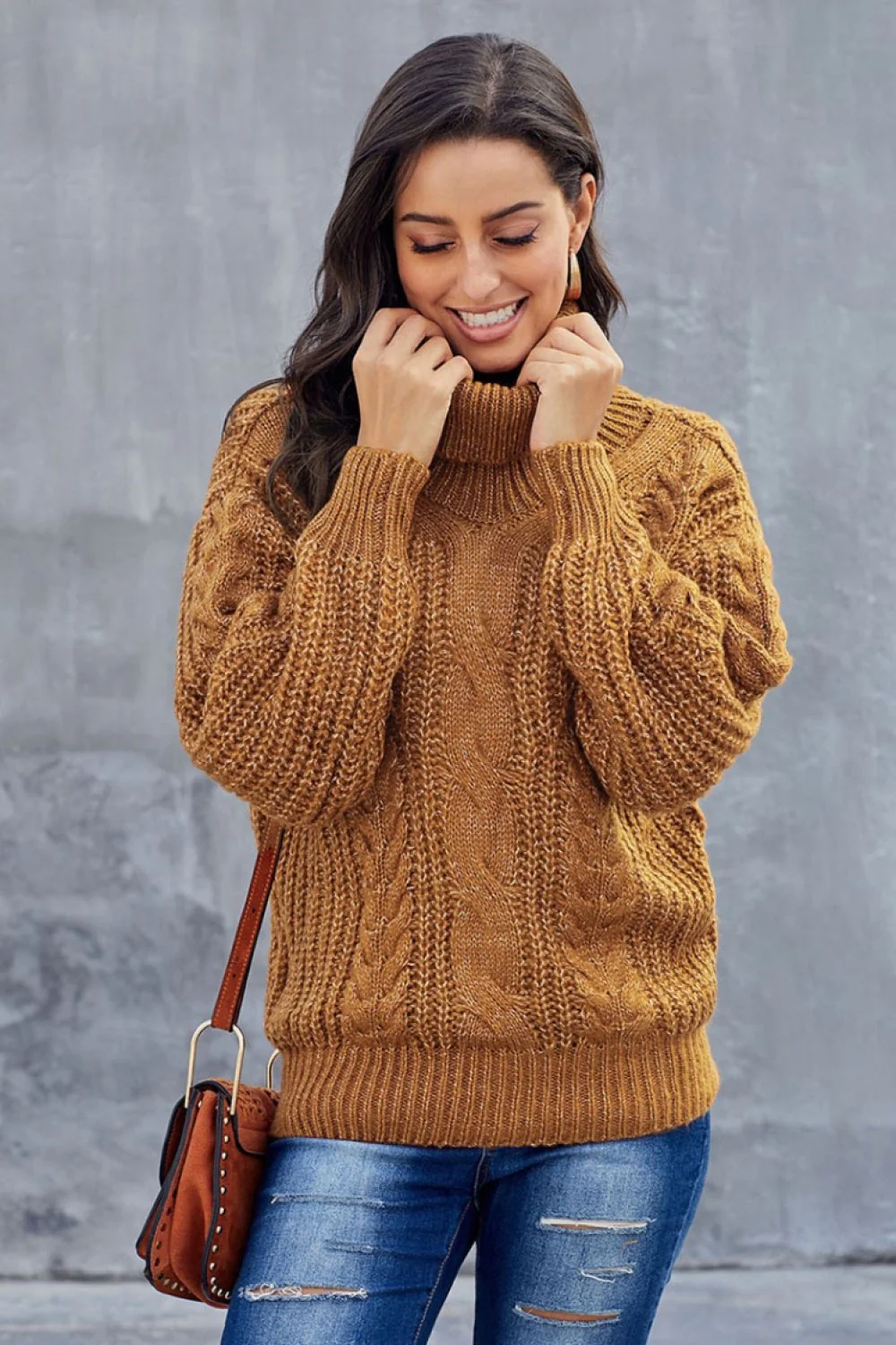 Grober Zopfmuster Pullover für Damen | Rollkragen - Image 4