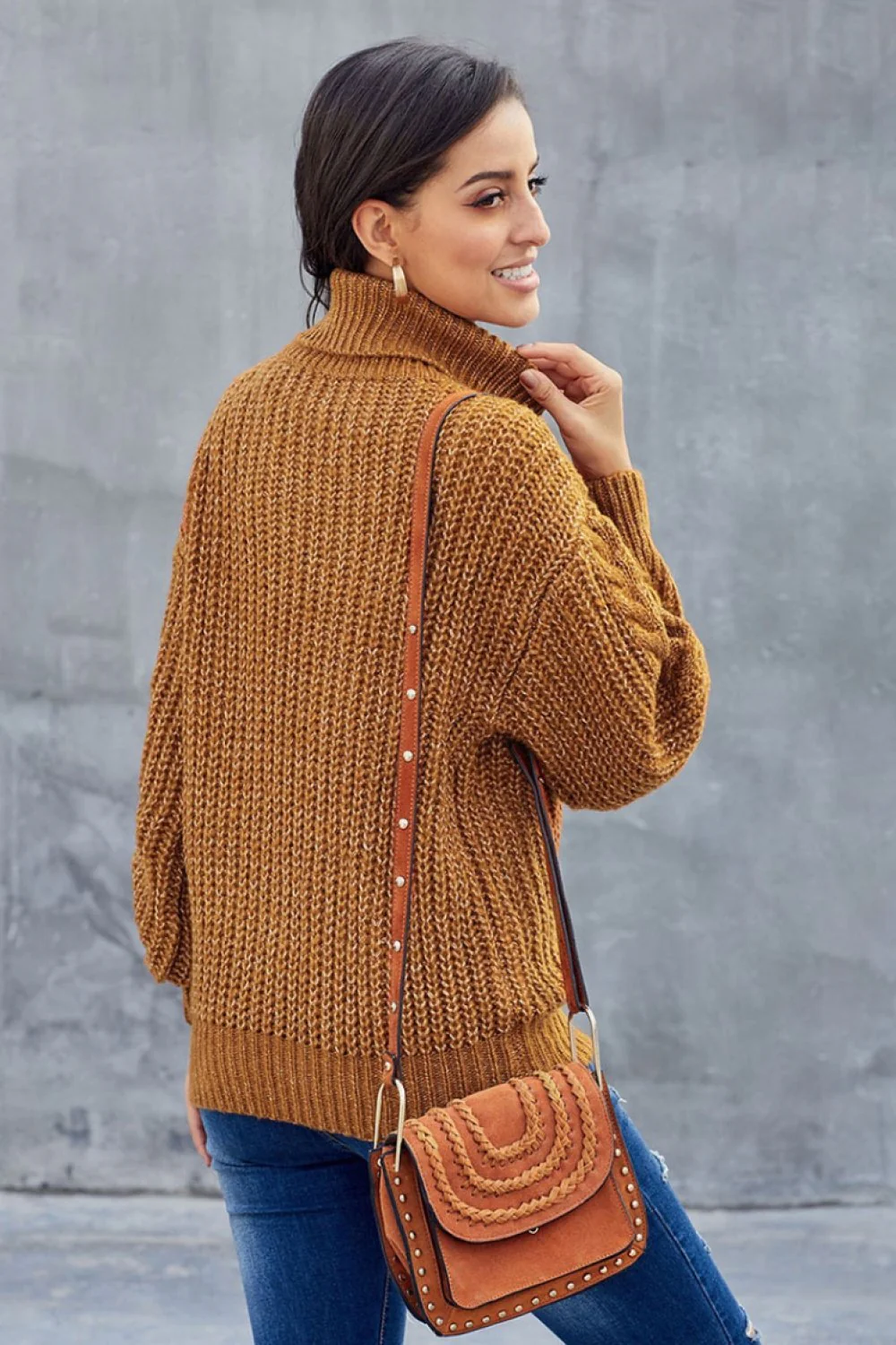 Grober Zopfmuster Pullover für Damen | Rollkragen - Image 5