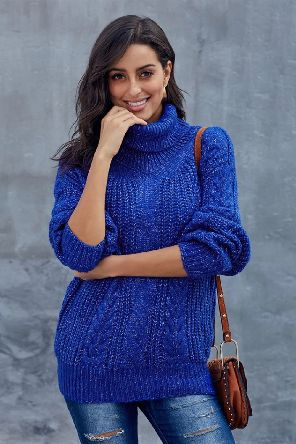 Grober Zopfmuster Pullover für Damen | Rollkragen - Image 6