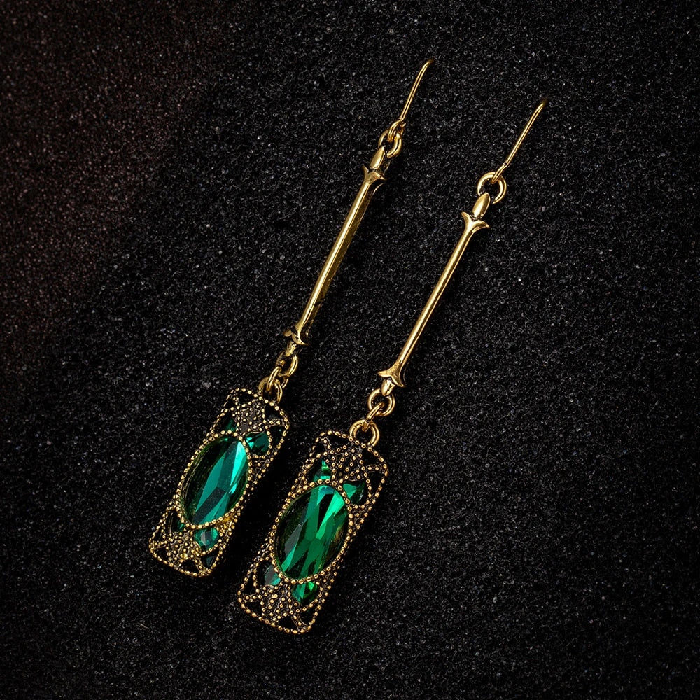 Grüne Laterne Anhänger Ohrringe in Gold - Image 2