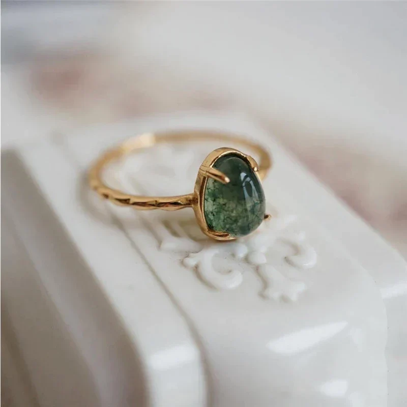Grüner Wassertropfen Luxus Ring in Gold - Image 3