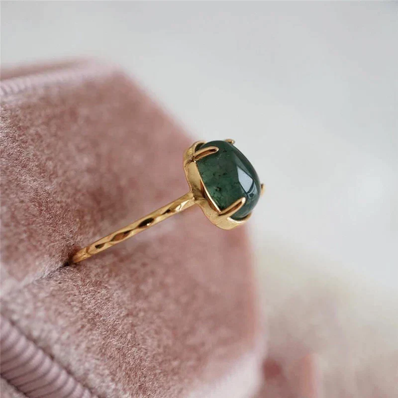 Grüner Wassertropfen Luxus Ring in Gold - Image 4