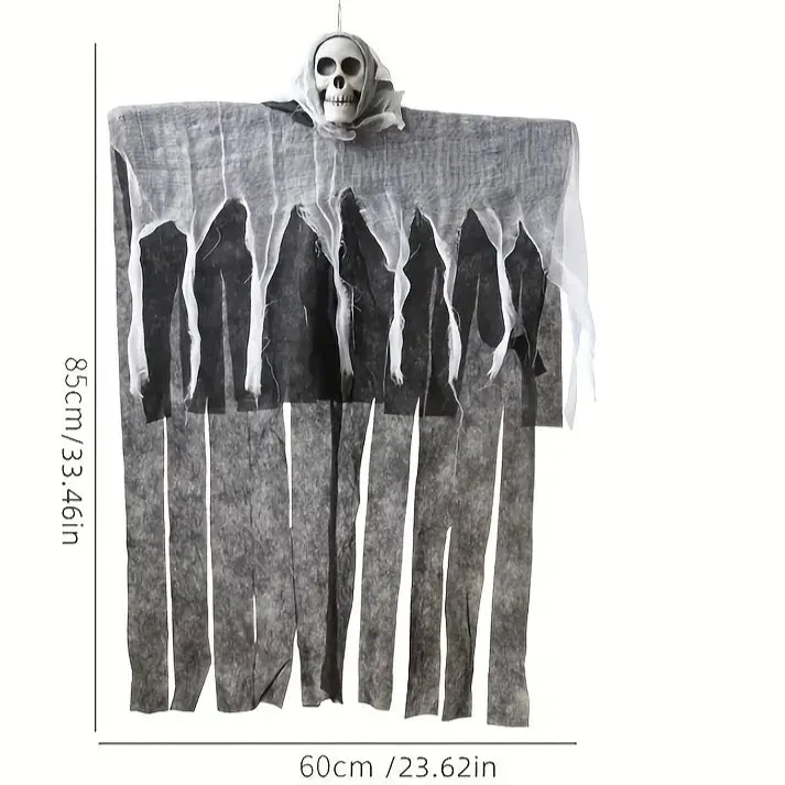 Gruseliger Totenkopf als Halloween-Hängedeko – Totenkopfkopf mit Stoff für gruselige Atmosphäre - Image 4