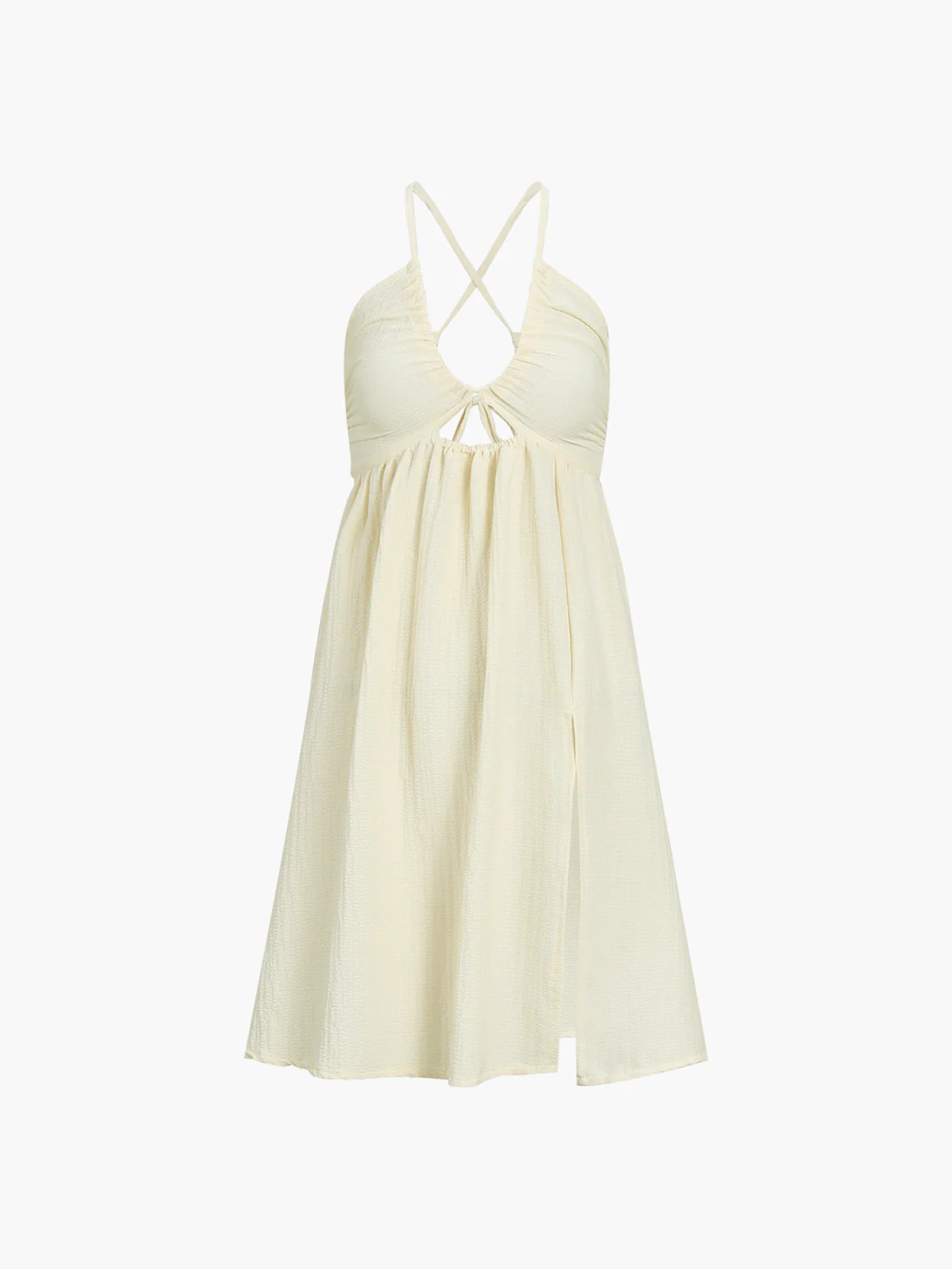 Hadley | Luftiges Midikleid mit Cut-Out, Spaghettiträgern und hohem Beinschlitz