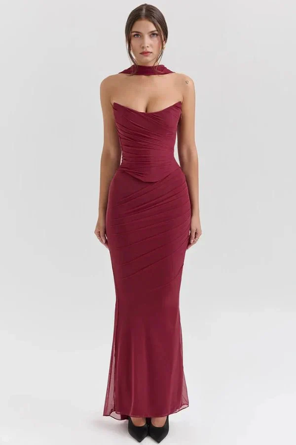 Hanna | Damen Trägerloses Corsagen Maxikleid Raffung – Korsett Maxi Trägerlos 2026 - Image 9