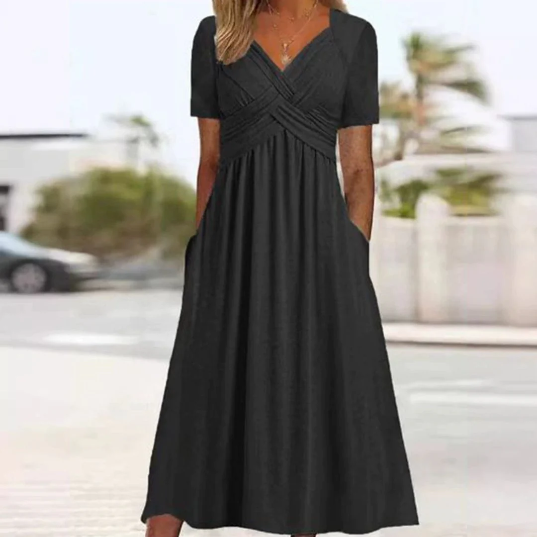 Hainah | V-Ausschnitt Schmeichelndes Kleid - Image 3