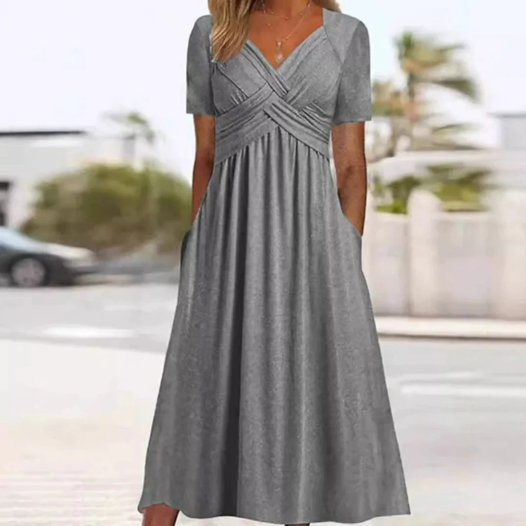 Hainah | V-Ausschnitt Schmeichelndes Kleid - Image 4