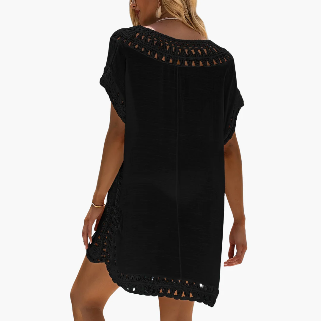 Häkel-Strandkleid mit V-Ausschnitt - Damen Sommer Cover-up - Image 7