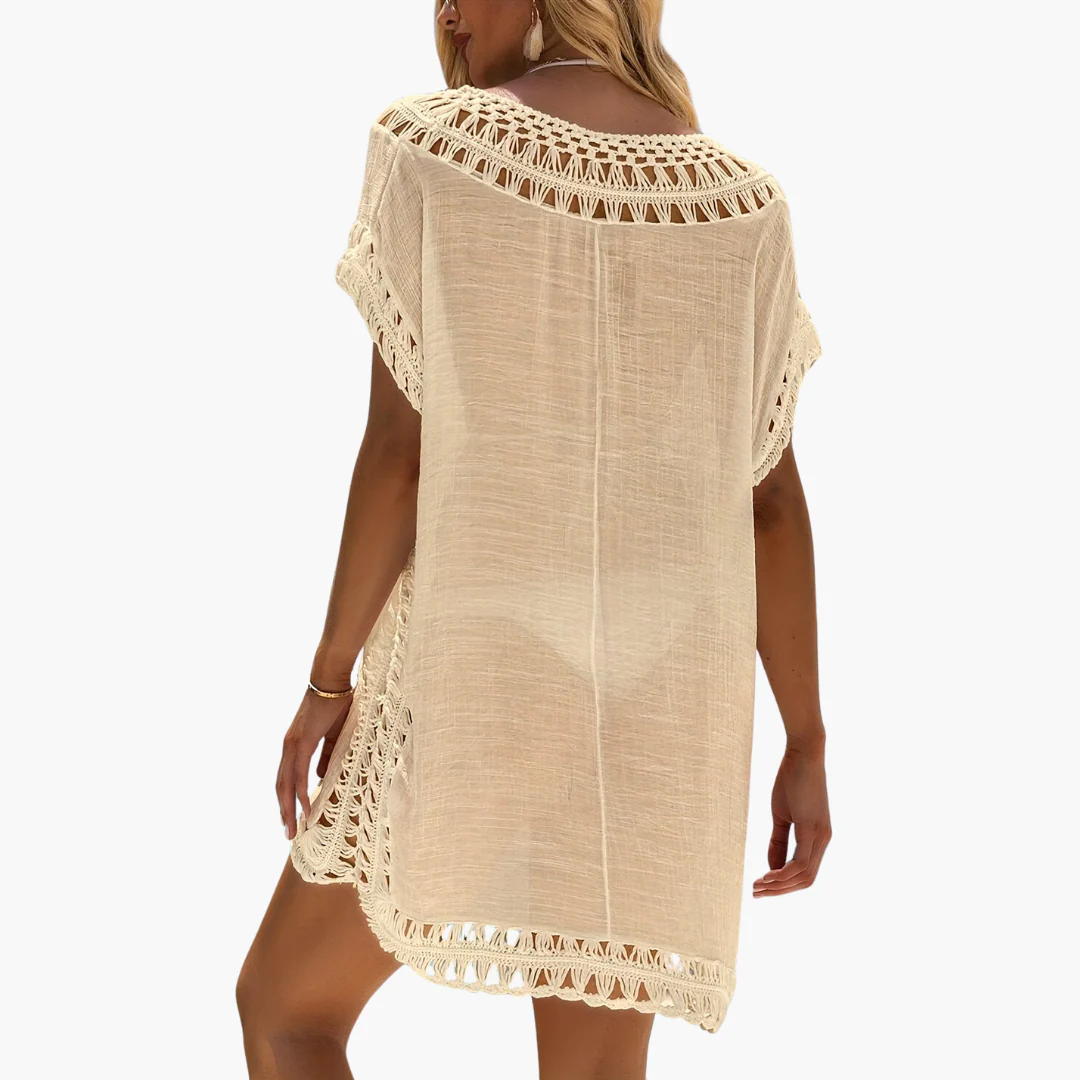 Häkel-Strandkleid mit V-Ausschnitt - Damen Sommer Cover-up - Image 8
