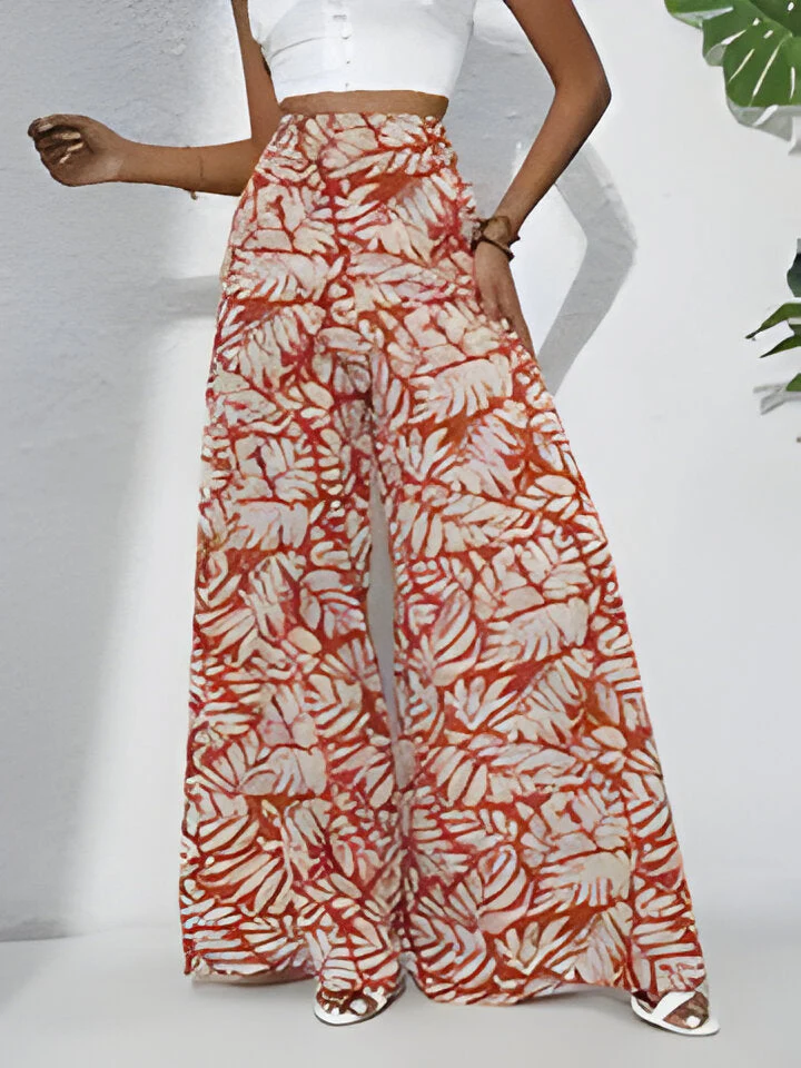 Hallie | Bohemian Floral Print Chiffon Hose mit weitem Bein für Frauen - Image 4
