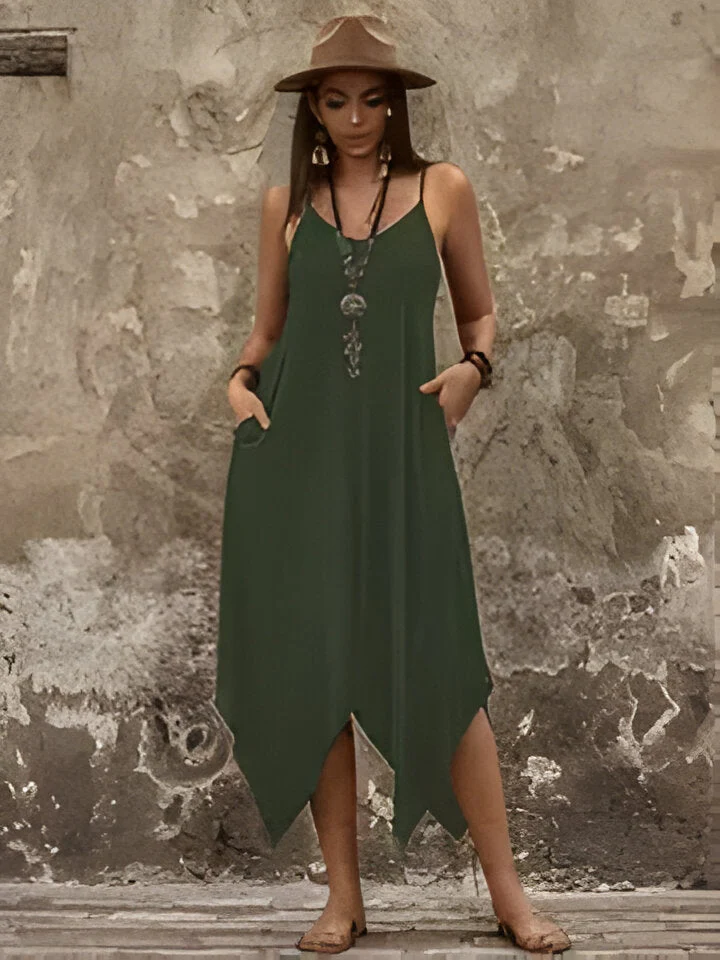 Harmonie | Schickes grünes Spaghetti-Trägerkleid für Frauen - Image 2