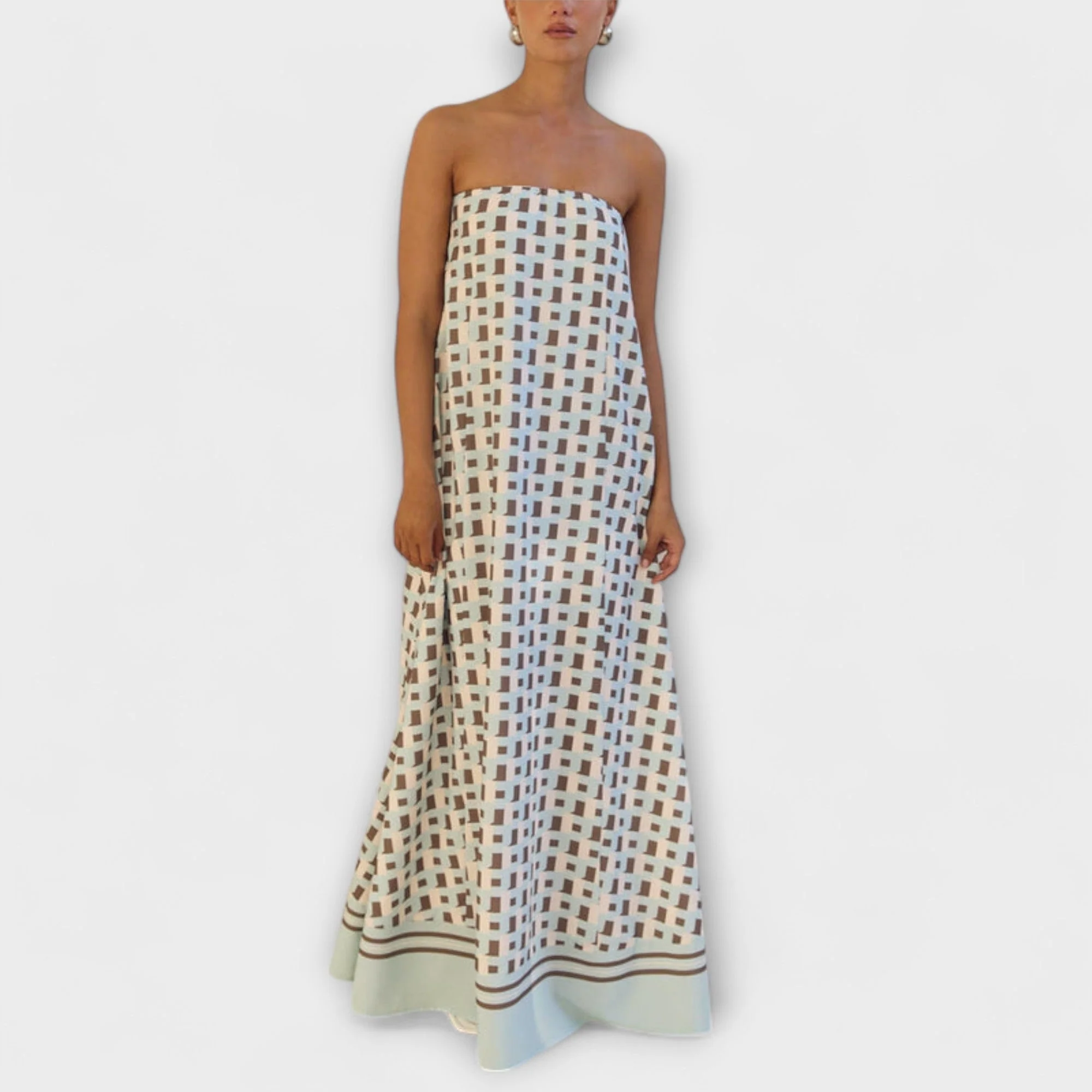Hazel - Einzigartiges Off-Shoulder-Maxi-Kleid mit geometrischem Design - Image 2