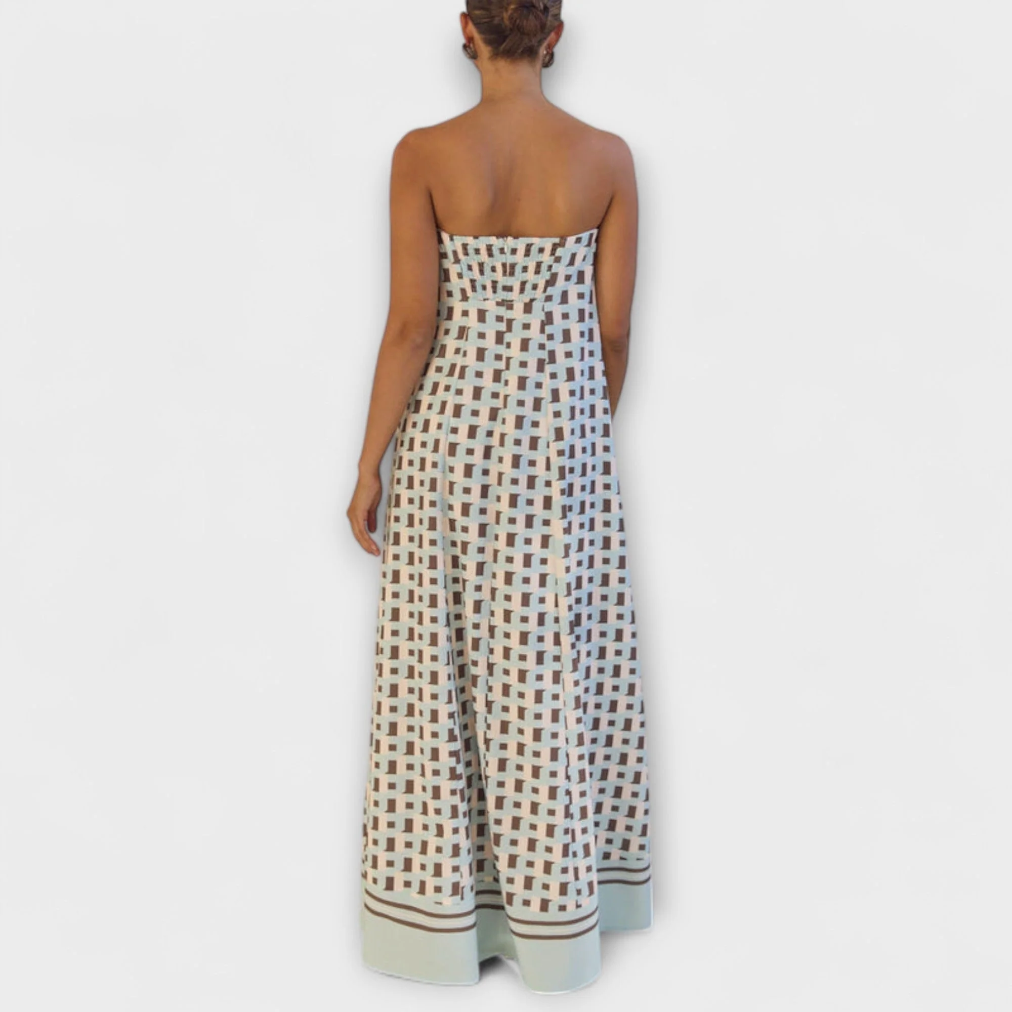 Hazel - Einzigartiges Off-Shoulder-Maxi-Kleid mit geometrischem Design - Image 3