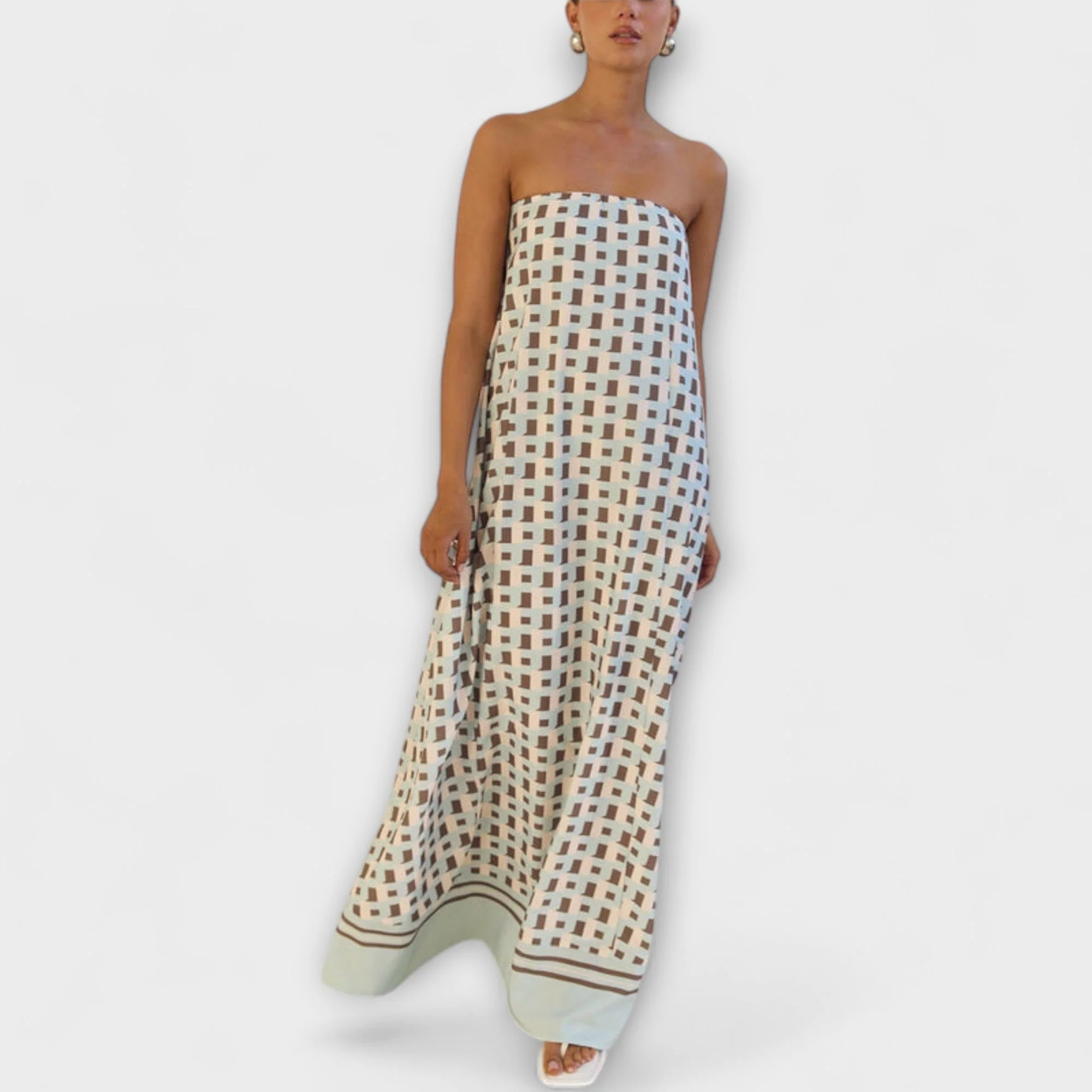 Hazel - Einzigartiges Off-Shoulder-Maxi-Kleid mit geometrischem Design - Image 5