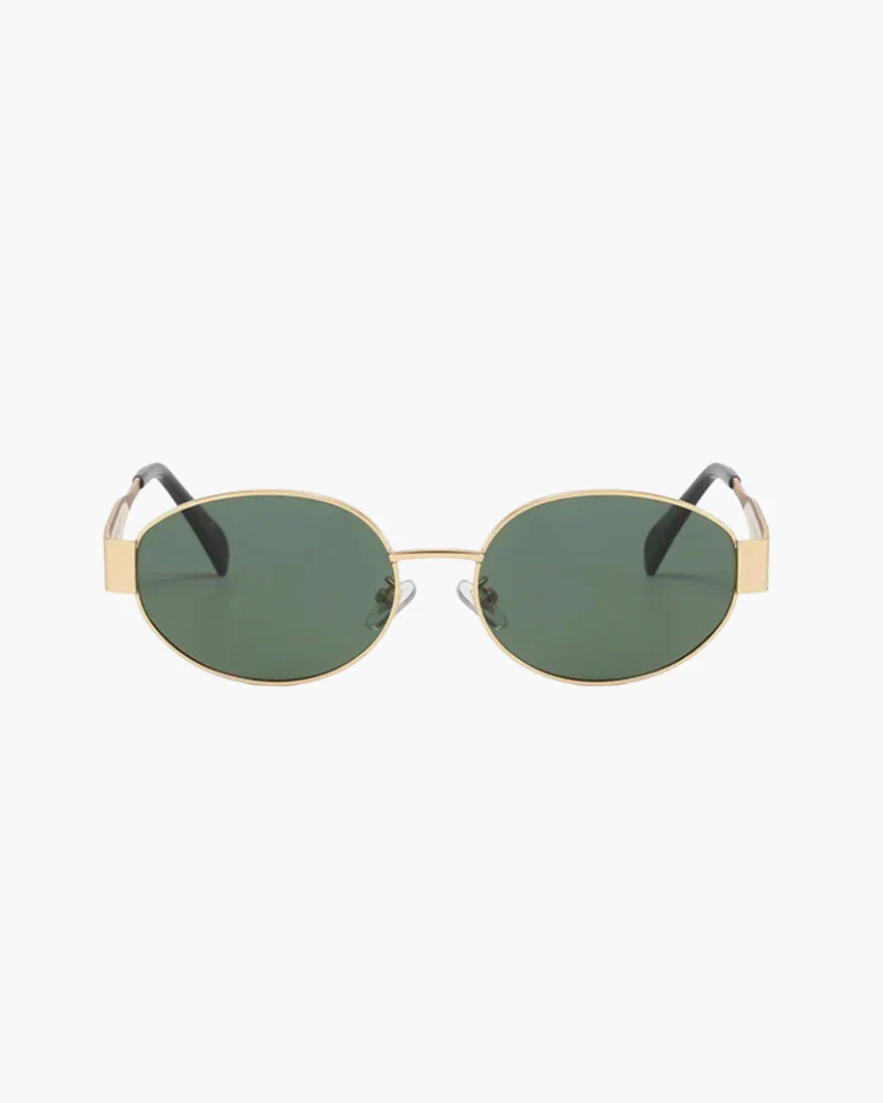 Hazel | Gold Rahmen Smaragd Ovale Gläser Sonnenbrille - Image 3