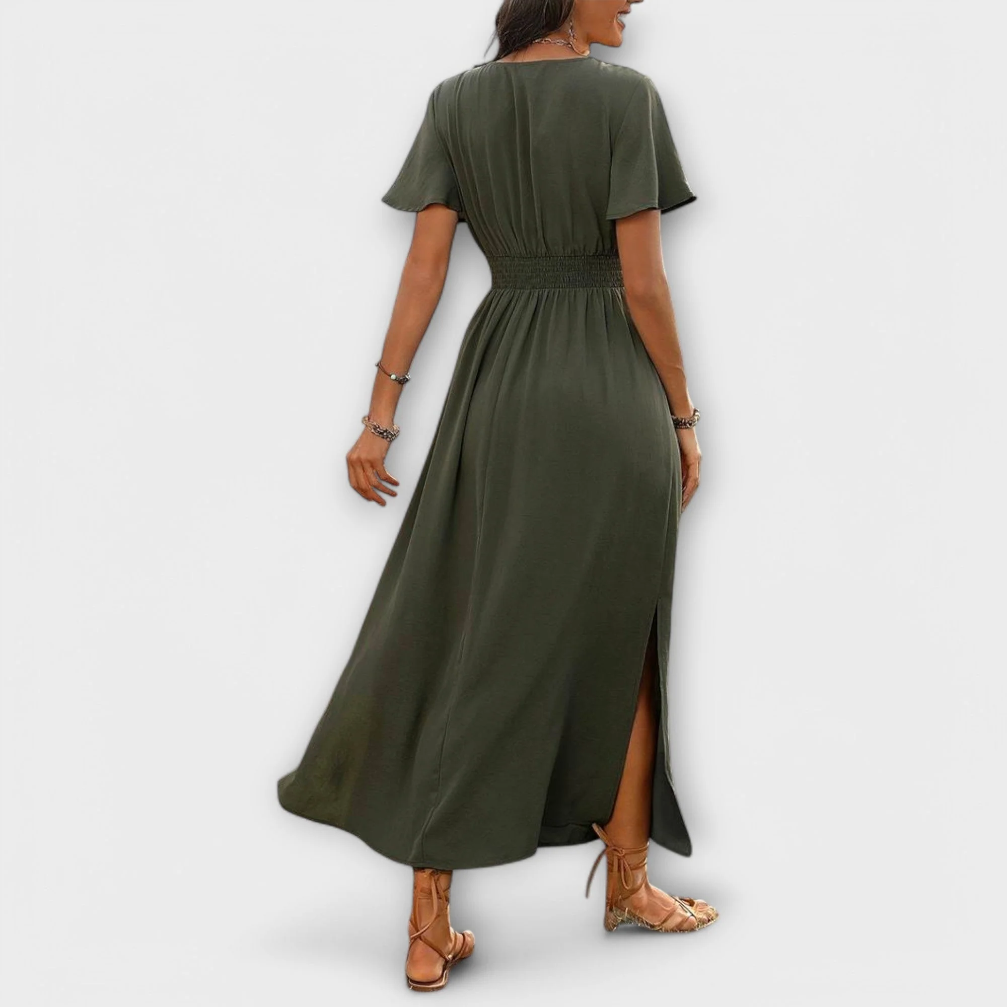Heather - Elegantes Boho-Kleid mit V-Ausschnitt und langen Ärmeln - Image 3